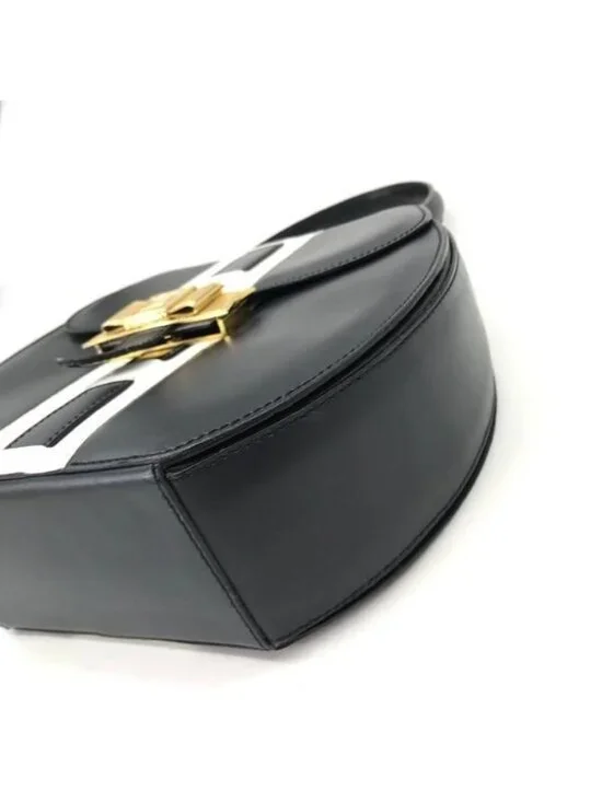 Celine Leather Ribbon Hand Bag Navy Gold - Picture 4 of 10